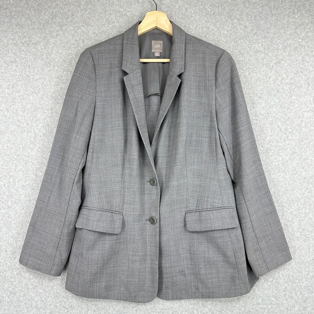 J.Jill Blazer Womens 10 Gray 100% Wool Lightweight Two Button Pockets